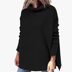 LILLUSORY Women's Mock Turtleneck Sweater Oversized Black Sz Medium